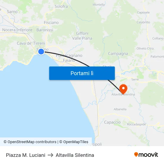 Piazza M. Luciani to Altavilla Silentina map