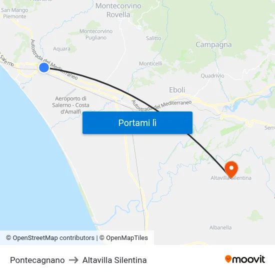 Pontecagnano to Altavilla Silentina map