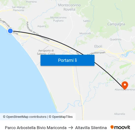 Parco Arbostella Bivio Mariconda to Altavilla Silentina map