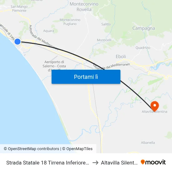 Strada Statale 18 Tirrena Inferiore, 101 to Altavilla Silentina map
