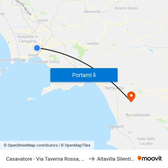 Casavatore - Via Taverna Rossa, 153 to Altavilla Silentina map