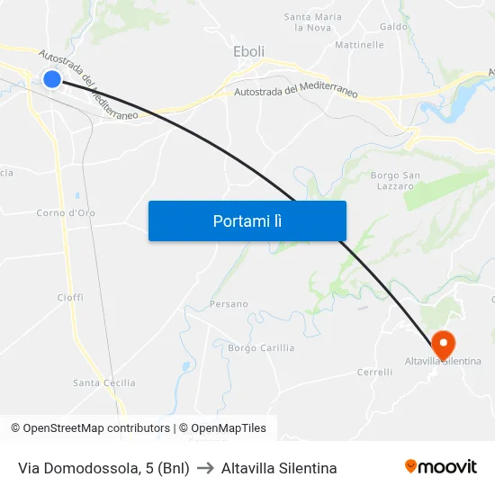 Via Domodossola, 5 (Bnl) to Altavilla Silentina map