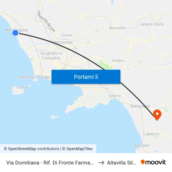Via Domitiana - Rif. Di Fronte Farmacia Comunale to Altavilla Silentina map