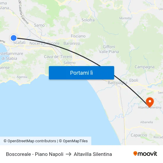 Boscoreale - Piano Napoli to Altavilla Silentina map
