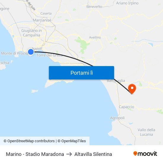 Marino - Stadio Maradona to Altavilla Silentina map
