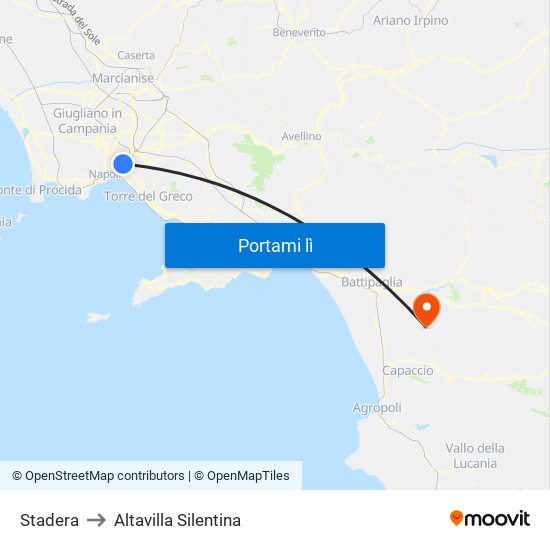 Stadera to Altavilla Silentina map