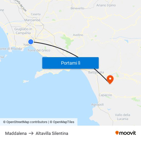 Maddalena to Altavilla Silentina map
