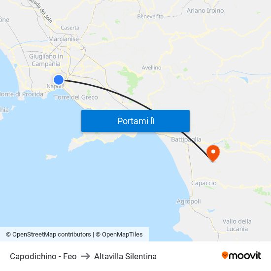 Capodichino - Feo to Altavilla Silentina map