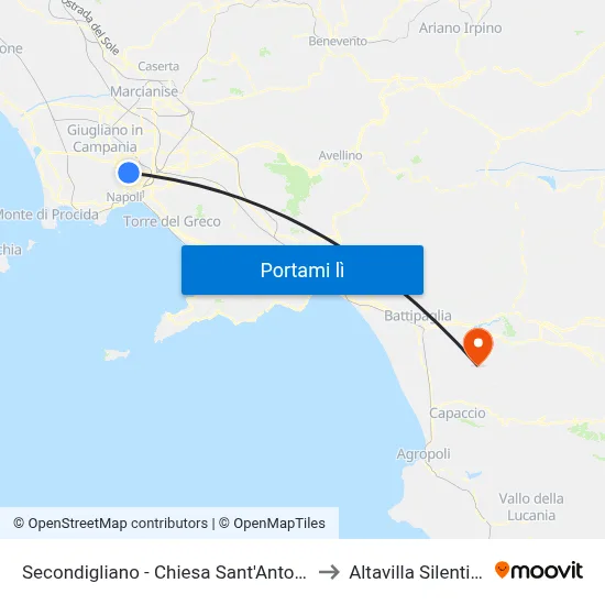 Secondigliano - Chiesa Sant'Antonio to Altavilla Silentina map