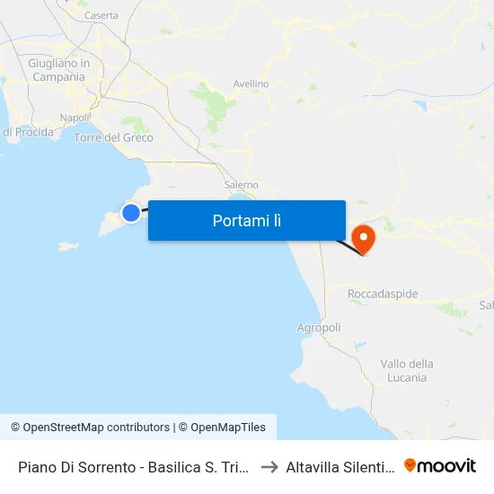 Piano Di Sorrento - Basilica S. Trinità to Altavilla Silentina map
