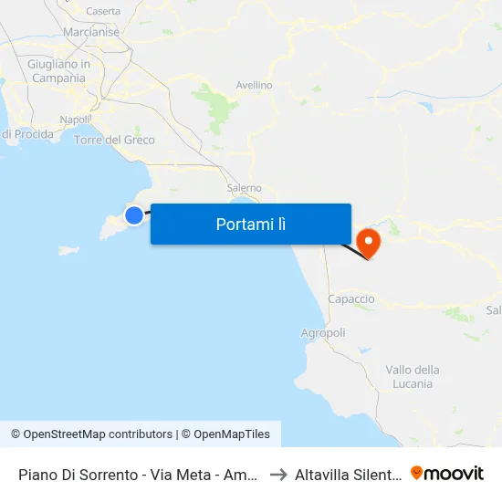 Piano Di Sorrento - Via Meta - Amalfi, 4 to Altavilla Silentina map