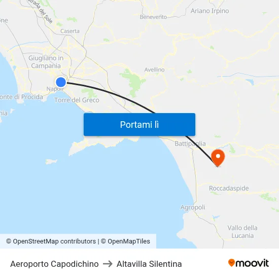 Aeroporto Capodichino to Altavilla Silentina map