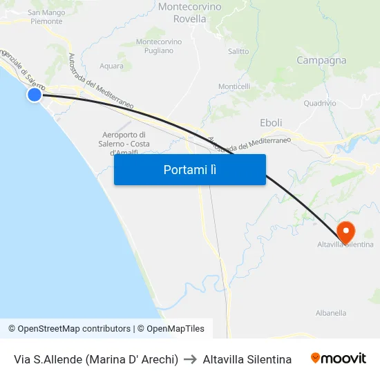 Via S.Allende (Marina D' Arechi) to Altavilla Silentina map