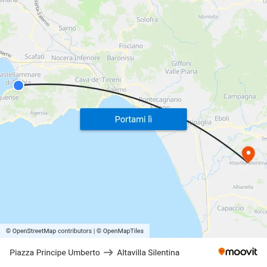 Piazza Principe Umberto to Altavilla Silentina map