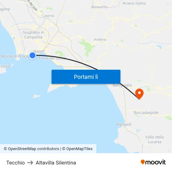 Tecchio to Altavilla Silentina map