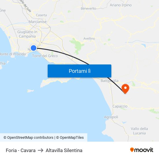 Foria - Cavara to Altavilla Silentina map