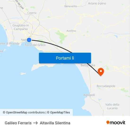 Galileo Ferraris to Altavilla Silentina map
