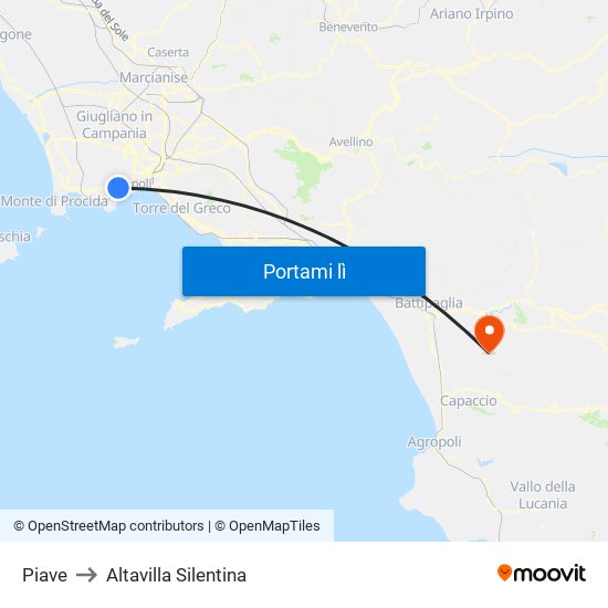 Piave to Altavilla Silentina map