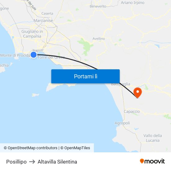 Posillipo to Altavilla Silentina map