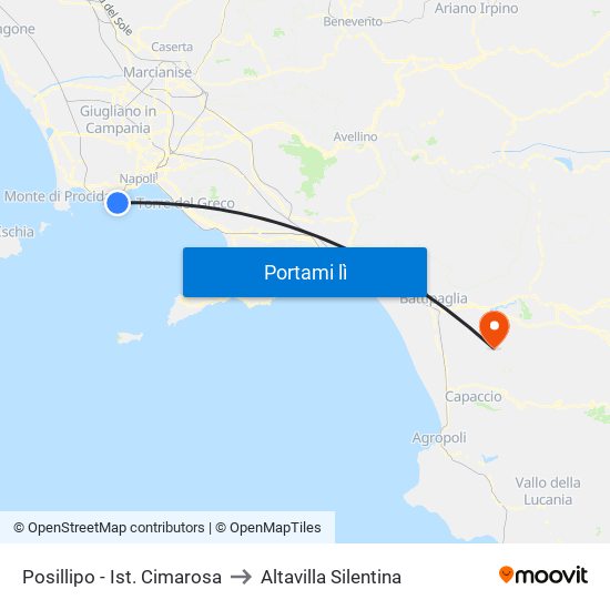 Posillipo - Ist. Cimarosa to Altavilla Silentina map