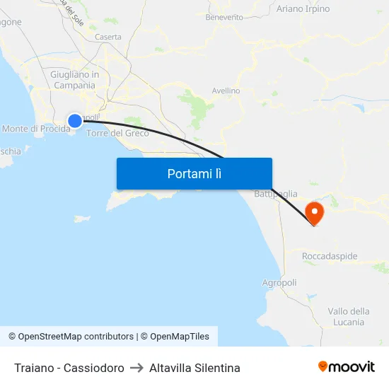Traiano - Cassiodoro to Altavilla Silentina map