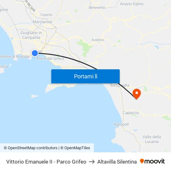 Vittorio Emanuele II - Parco Grifeo to Altavilla Silentina map