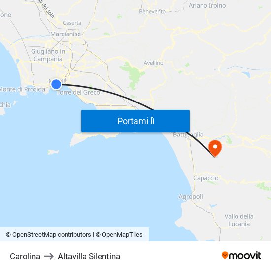 Carolina to Altavilla Silentina map