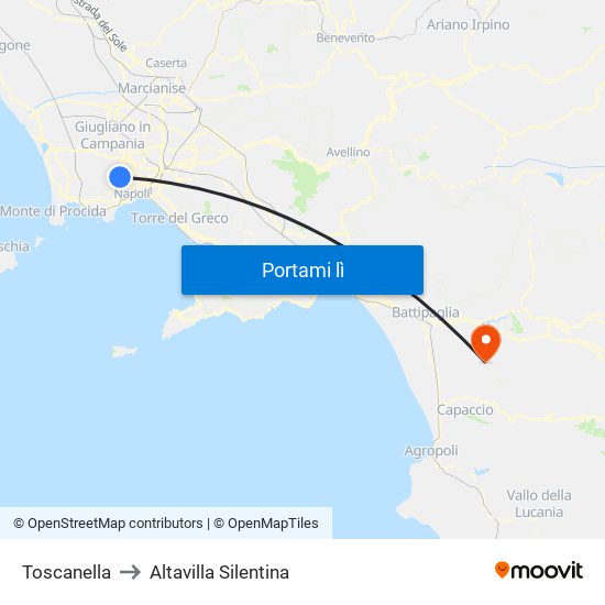 Toscanella to Altavilla Silentina map