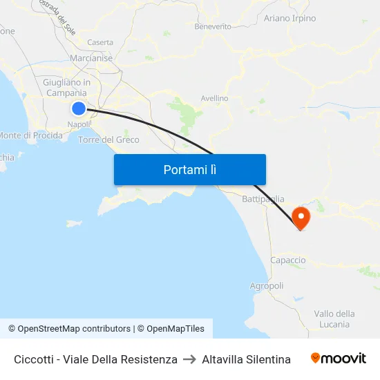 Ciccotti - Viale Della Resistenza to Altavilla Silentina map