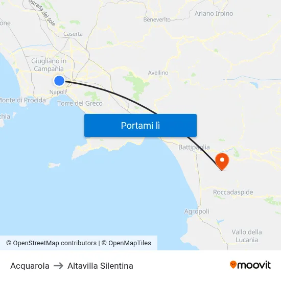 Acquarola to Altavilla Silentina map