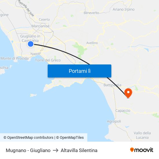 Mugnano - Giugliano to Altavilla Silentina map