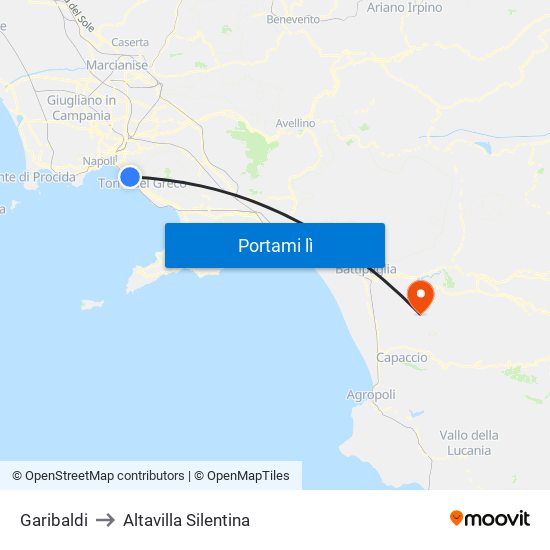 Garibaldi to Altavilla Silentina map