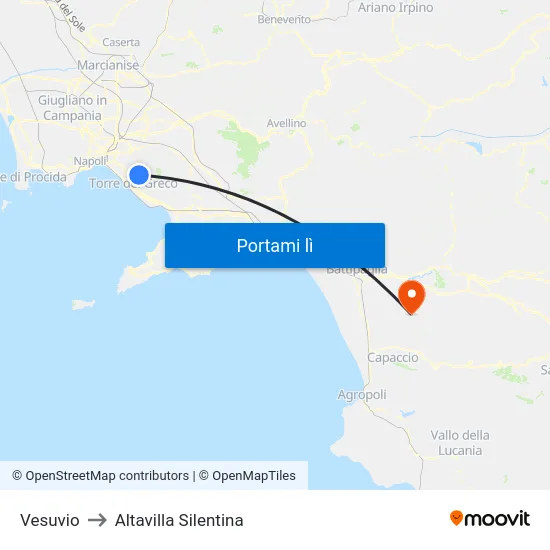 Vesuvio to Altavilla Silentina map