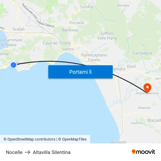 Nocelle to Altavilla Silentina map