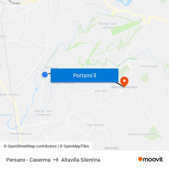 Persano - Caserma to Altavilla Silentina map