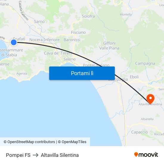 Pompei FS to Altavilla Silentina map