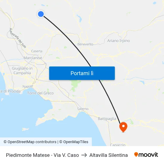 Piedimonte Matese - Via V. Caso to Altavilla Silentina map