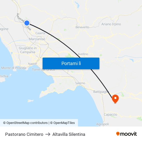 Pastorano Cimitero to Altavilla Silentina map