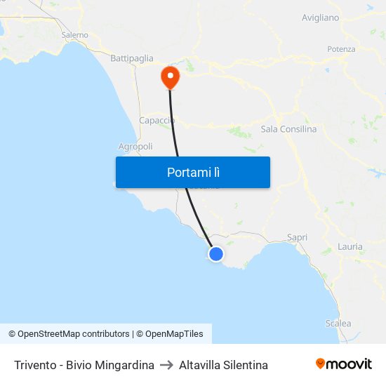 Trivento - Bivio Mingardina to Altavilla Silentina map