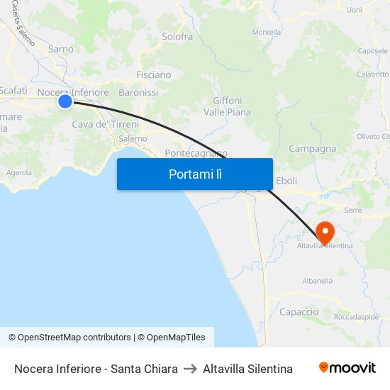 Nocera Inferiore - Santa Chiara to Altavilla Silentina map