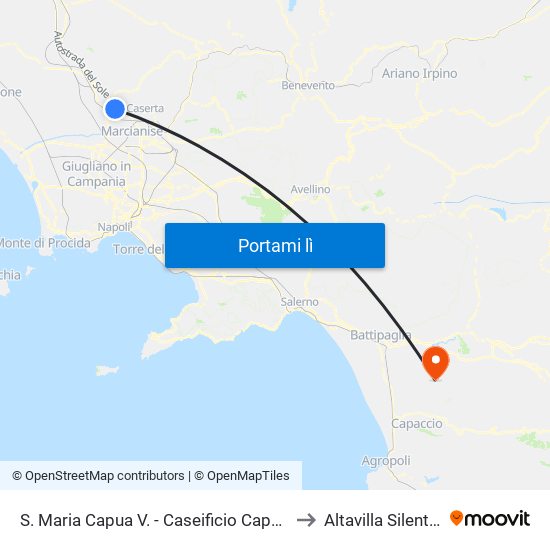 S. Maria Capua V. - Caseificio Capuano to Altavilla Silentina map