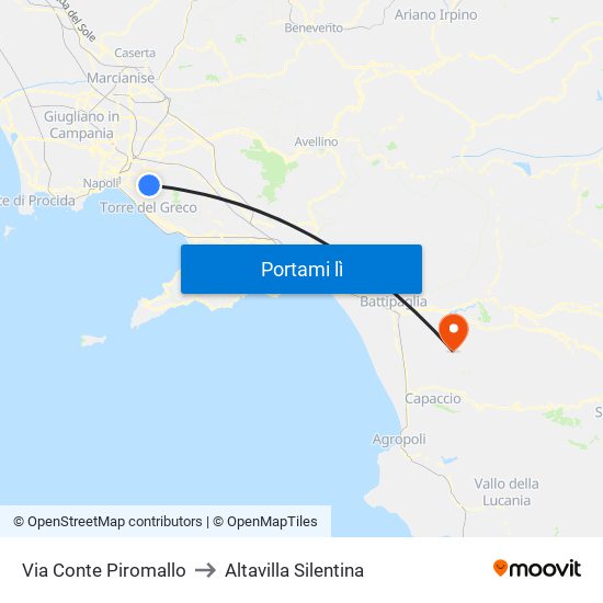 Via Conte Piromallo to Altavilla Silentina map