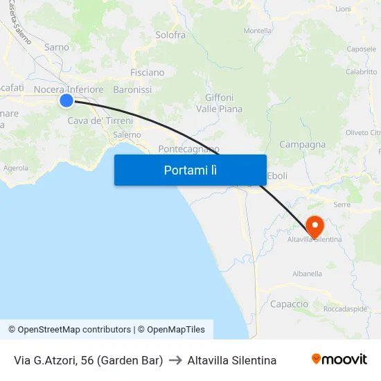 Via G.Atzori, 56 (Garden Bar) to Altavilla Silentina map