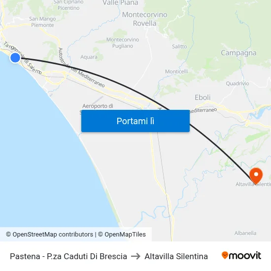 Pastena - P.za Caduti Di Brescia to Altavilla Silentina map