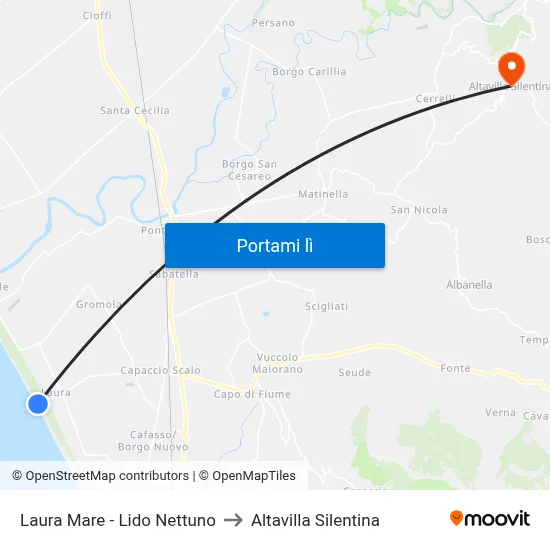 Laura Mare - Lido Nettuno to Altavilla Silentina map