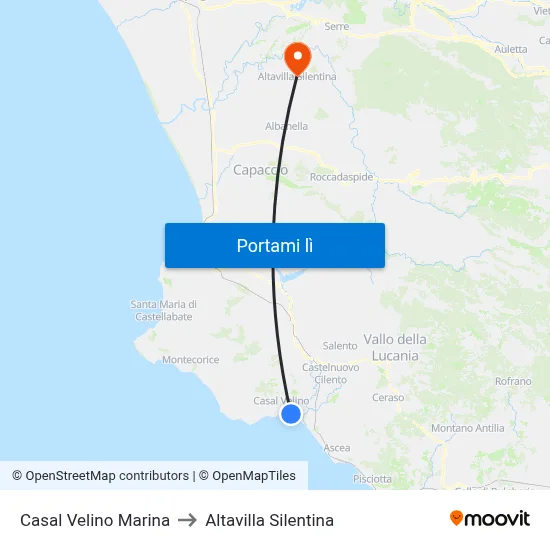 Casal Velino Marina to Altavilla Silentina map