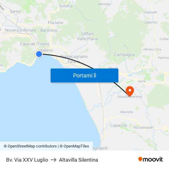 Bv. Via XXV Luglio to Altavilla Silentina map