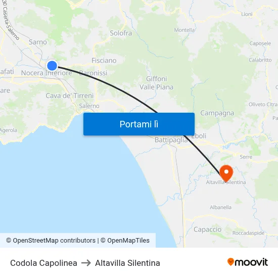 Codola Capolinea to Altavilla Silentina map