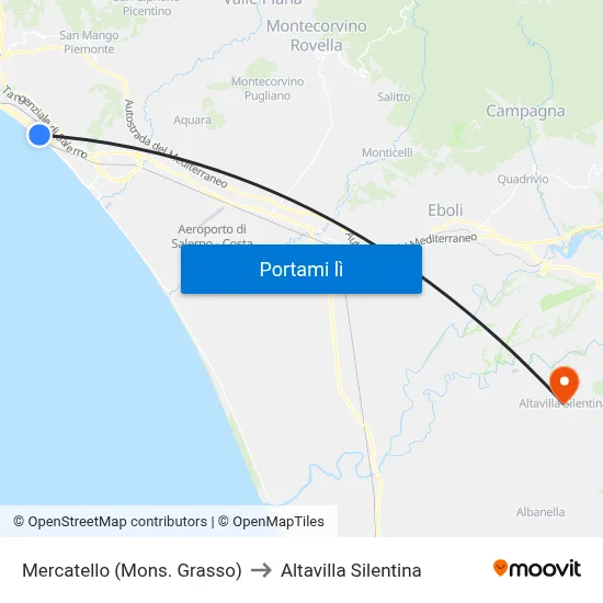 Mercatello (Mons. Grasso) to Altavilla Silentina map