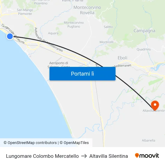 Lungomare Colombo Mercatello to Altavilla Silentina map